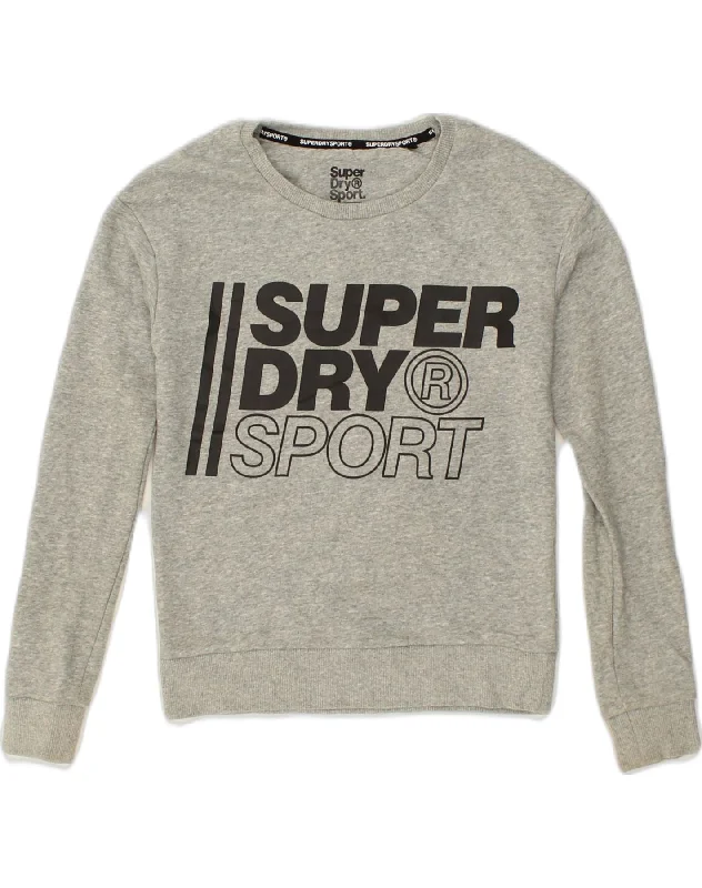 SUPERDRY Womens Graphic Sweatshirt Jumper UK 6 XS Grey Cotton