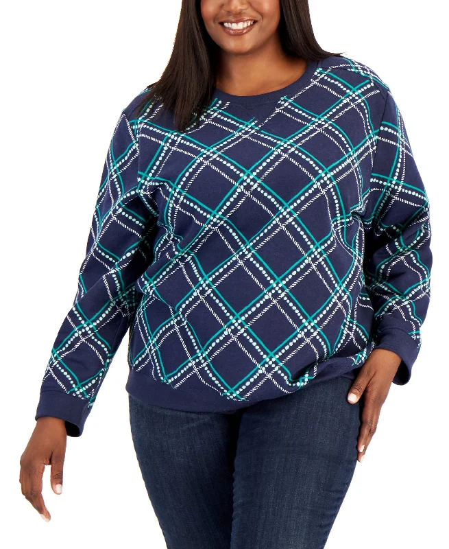 Karen Scott Plus Size Monterey Plaid Sweatshirt