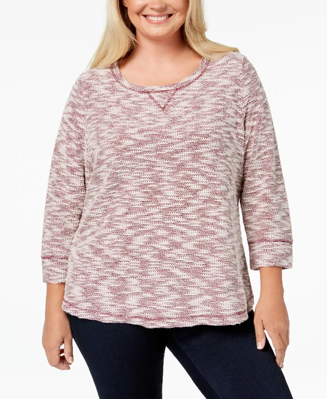 Karen Scott Plus Size Textured Sweatshirt Top