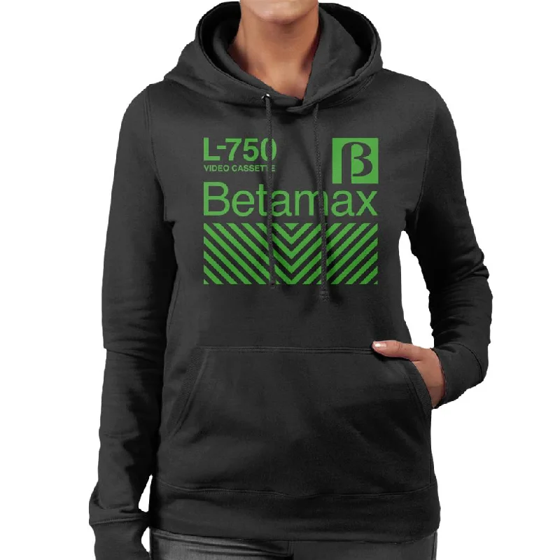 Betamax Green L 750 Video Cassette Women's Hooded Sweatshirt