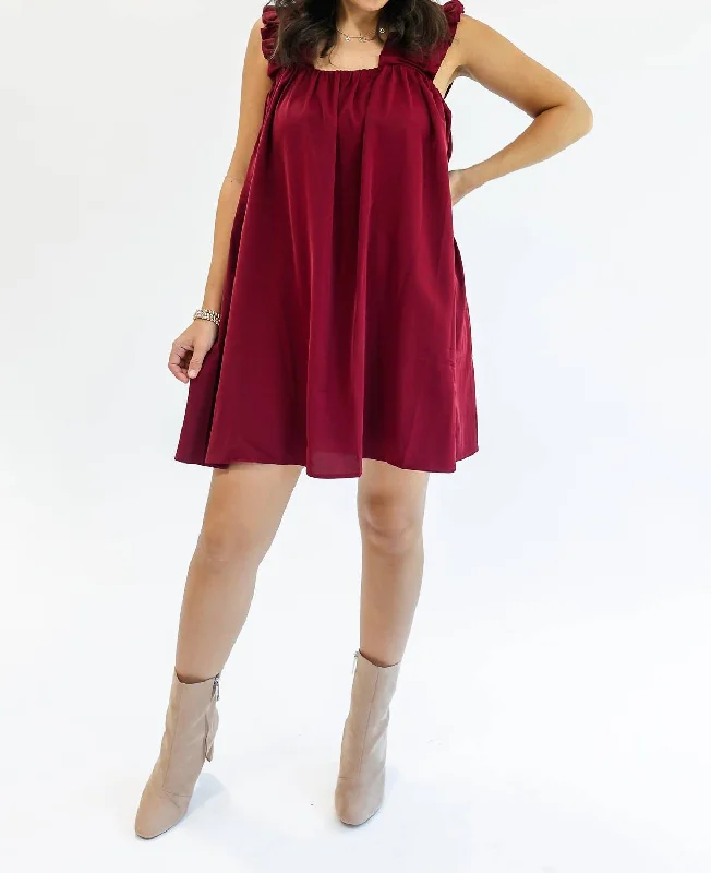 Price Drop Alert Brunchin' Babe Shift Dress In Burgundy