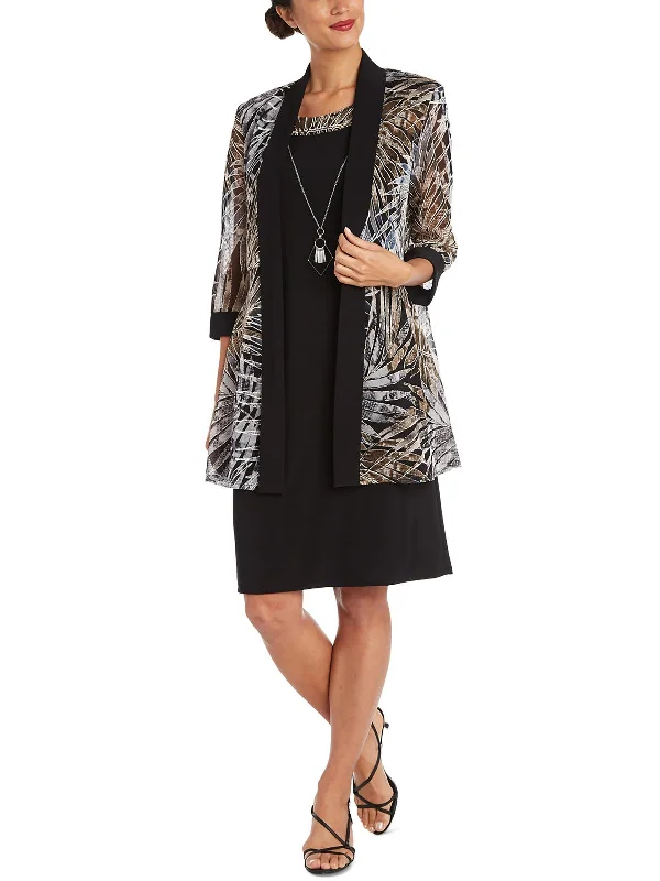Deal Alert Womens Printed Jacket Two Piece Dress