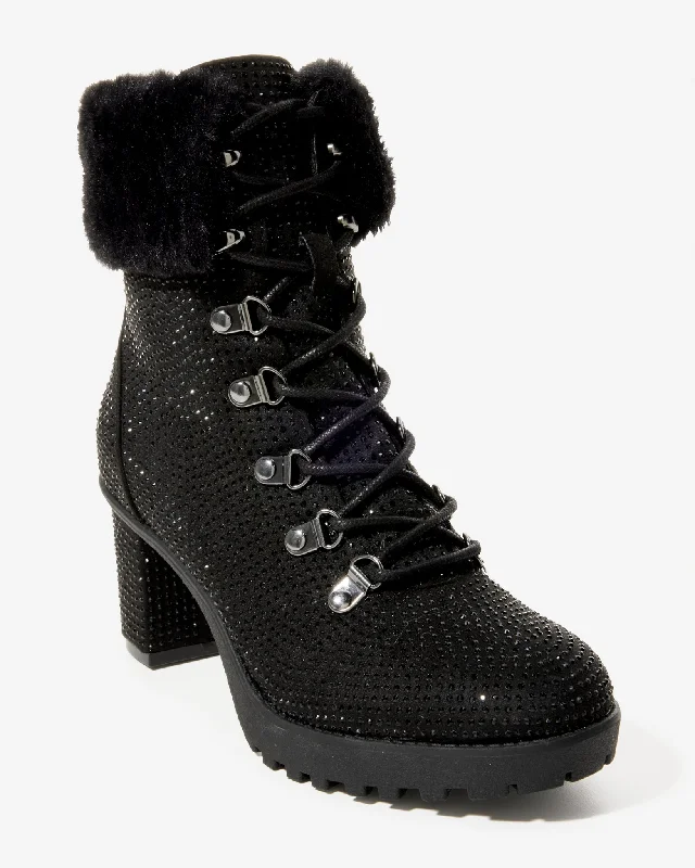 Big Discounts Rhinestone Heeled Bootie Black