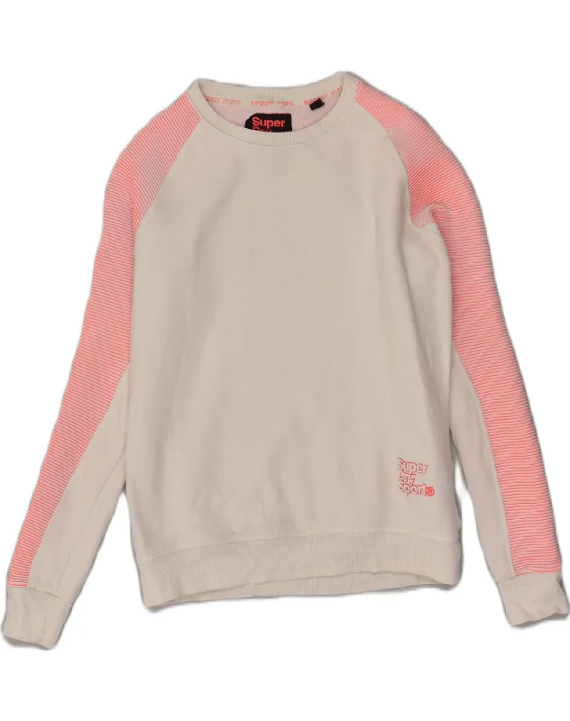 SUPERDRY Womens Sweatshirt Jumper UK 10 Small White Colourblock Cotton