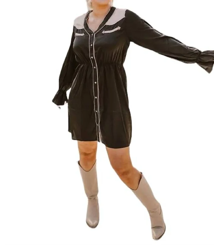 Limited Edition Bonanza Button Dress In Black