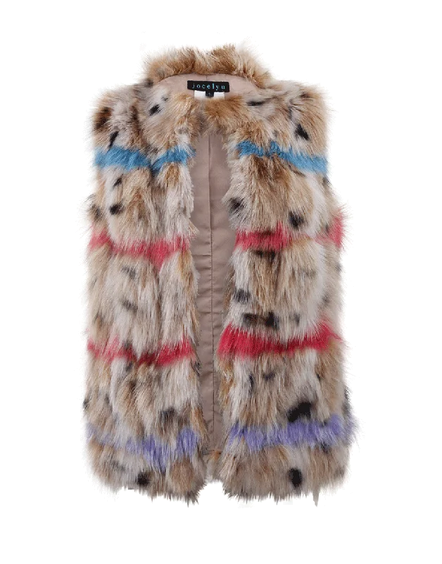 Animal Print Fox Fur Vest