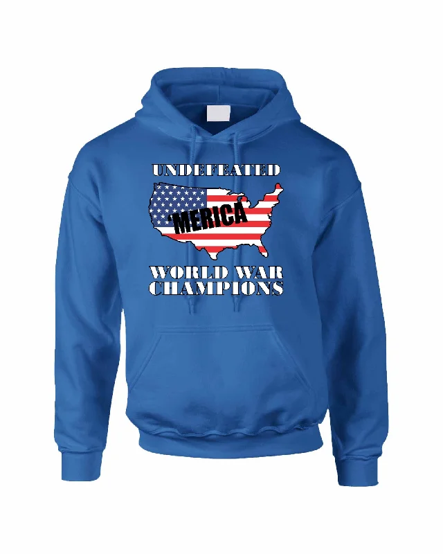 Adult Hoodie Undefeated World War Champions 4th Of July USA