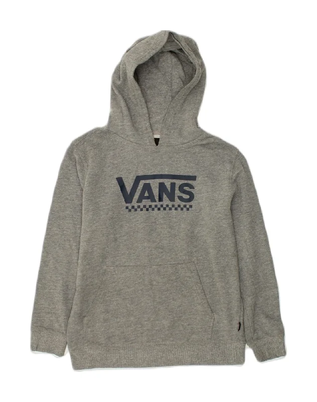 VANS Womens Graphic Hoodie Jumper UK 14 Large Grey Cotton