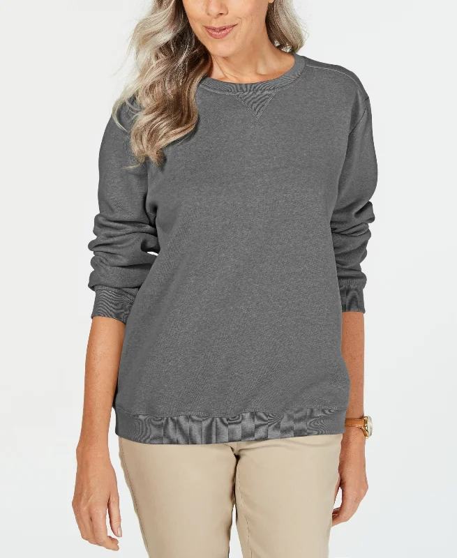 Karen Scott Crew Neck Fleece Sweatshirt