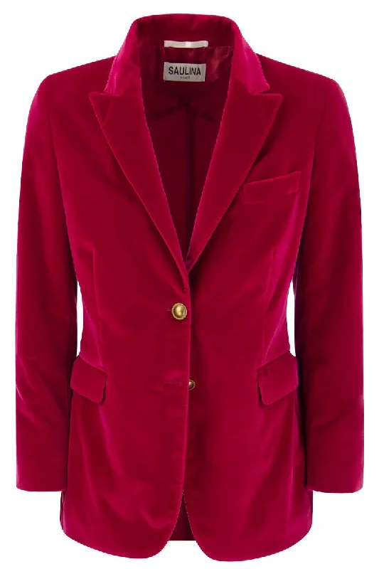 ANGELICA - Two-button velvet blazer