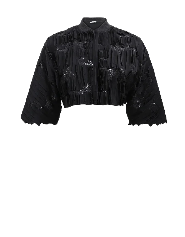 Silk Cropped Bomber Jacket