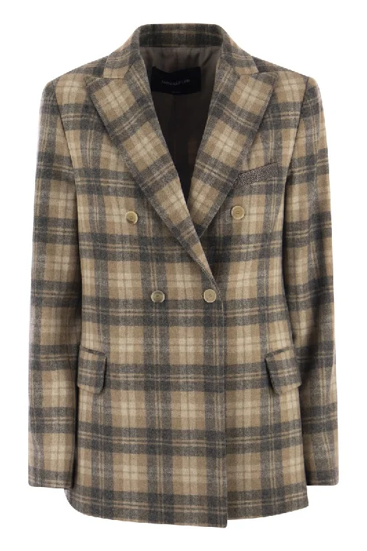 Double-breasted checked blazer