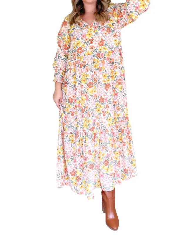 Online Only Botanical Bloom Dress In Yellow Multi