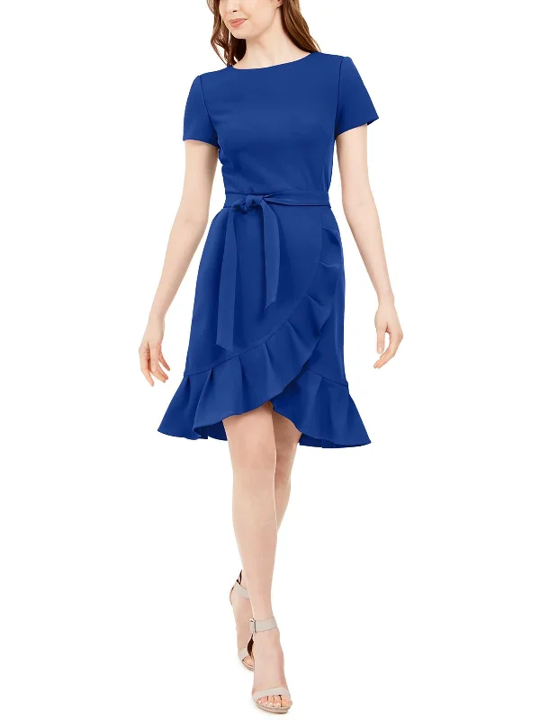Lowest Price Petites Womens Tulip Hem Polyester Fit & Flare Dress