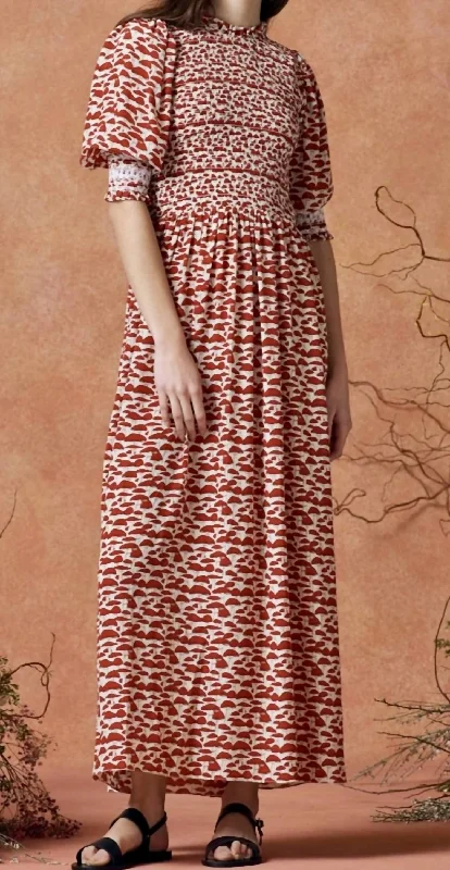 Closeout Sale Julia Dress Silk In Red Mushroom