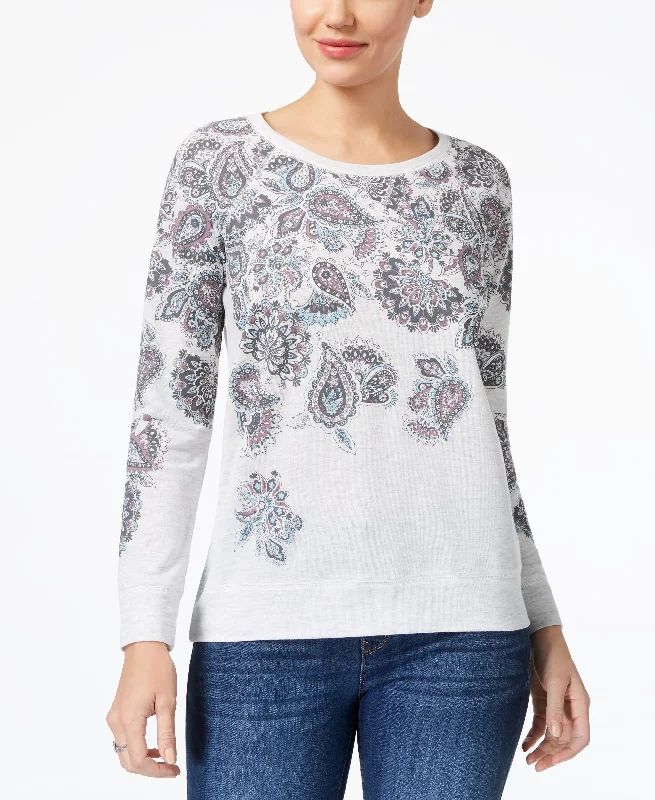 Style & Co Long Sleeve Paisley Print Sweatshirt