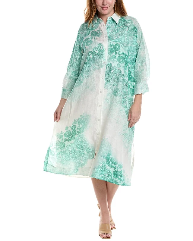 Instant Discount Marina Rinaldi Plus Diorama Linen Shirtdress
