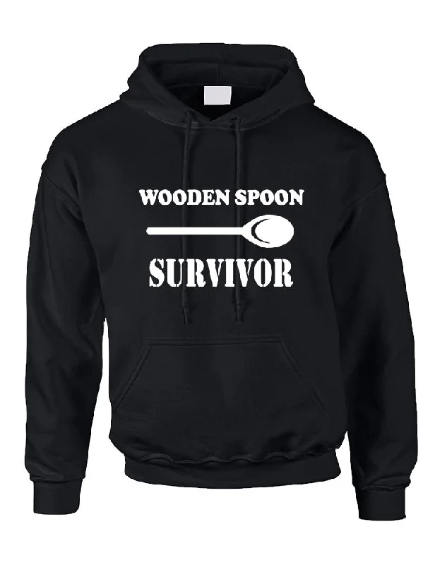 Adult Hoodie Wooden Spoon Survivor Humor Text Funny Top