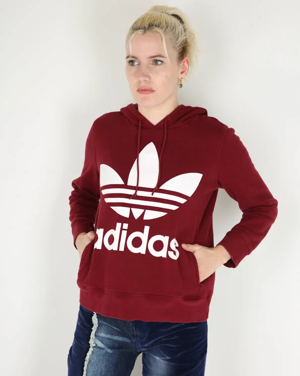 Vintage Adidas Originals Trefoil logo hoodie in burgundy - S