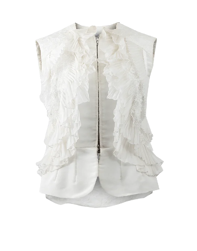 Faille Ruffle Front Vest