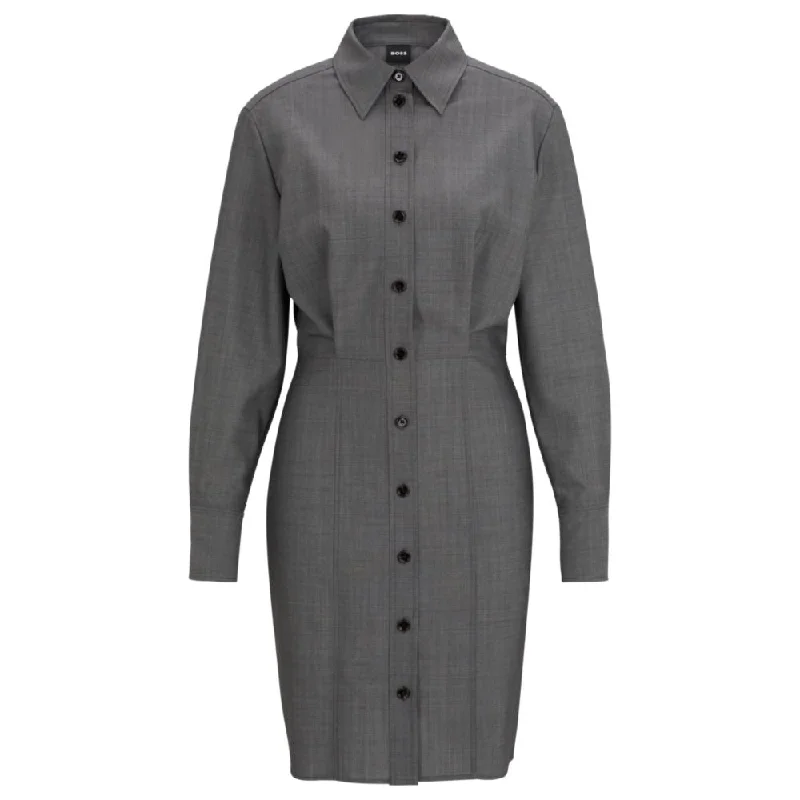 Discount Mania Shirt-style regular-fit dress in virgin wool