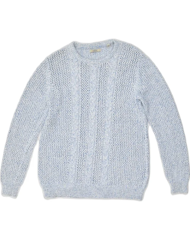 JACK WILLS Womens See Through Crew Neck Jumper Sweater UK 14 Large  Blue