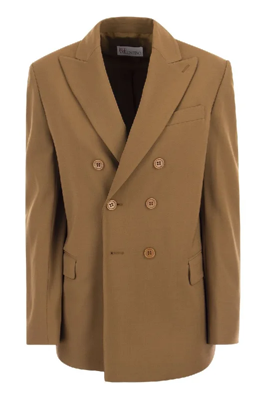 Viscose and wool double-breasted jacket