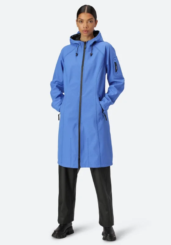 llse Jacobsen Rain 37 Long Hooded Raincoat, Azure Blue