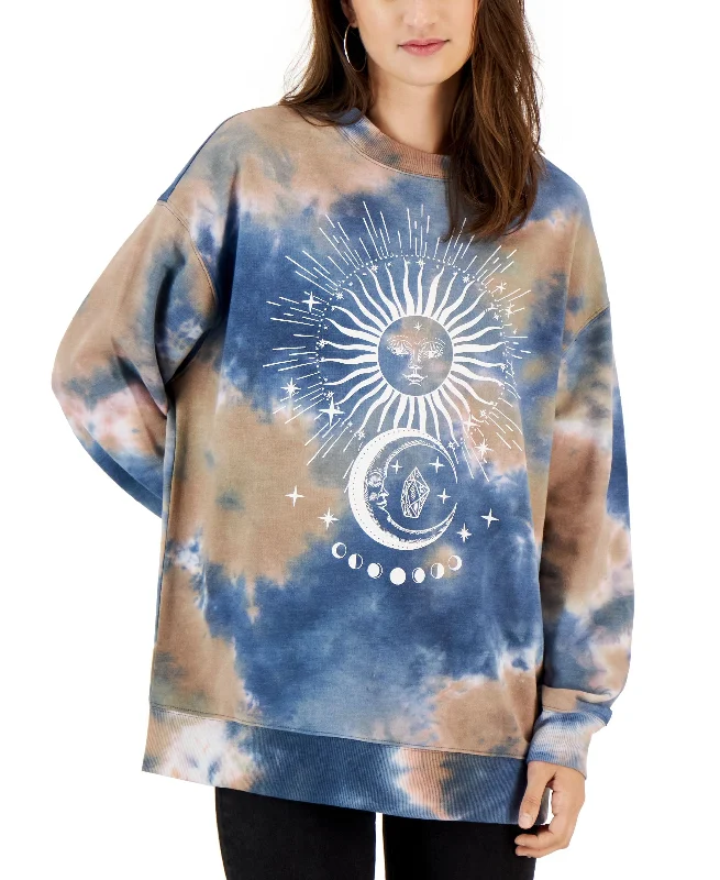 Juniors' Tie-Dyed Celestial Graphic Sweatshirt