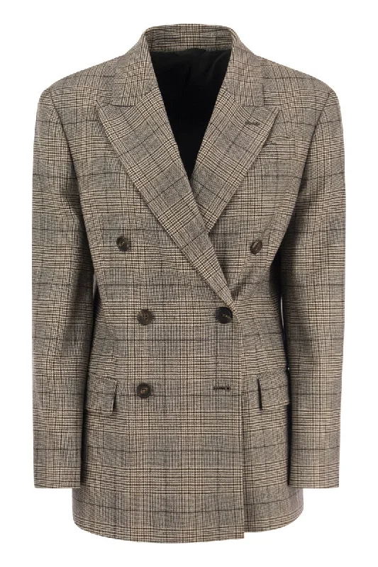 Wool and cotton blend double-breasted blazer