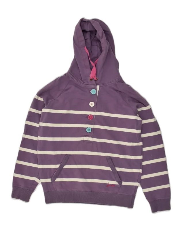 JOULES Womens Hoodie Jumper UK 10 Small Purple Striped Cotton