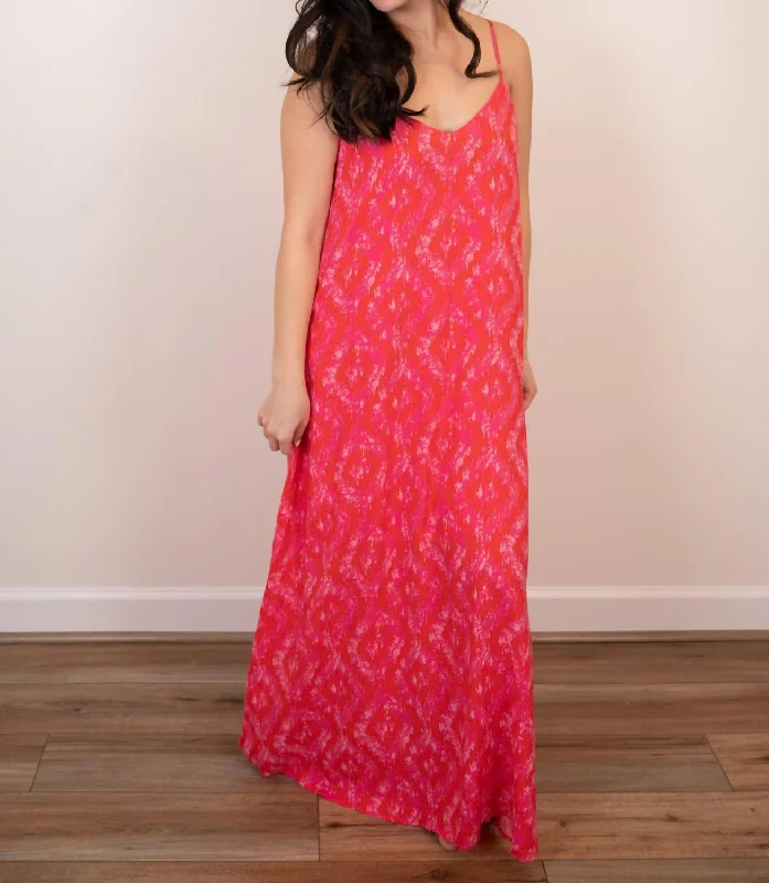 Closeout Katrine Printed Maxi Dress In Hot Pink