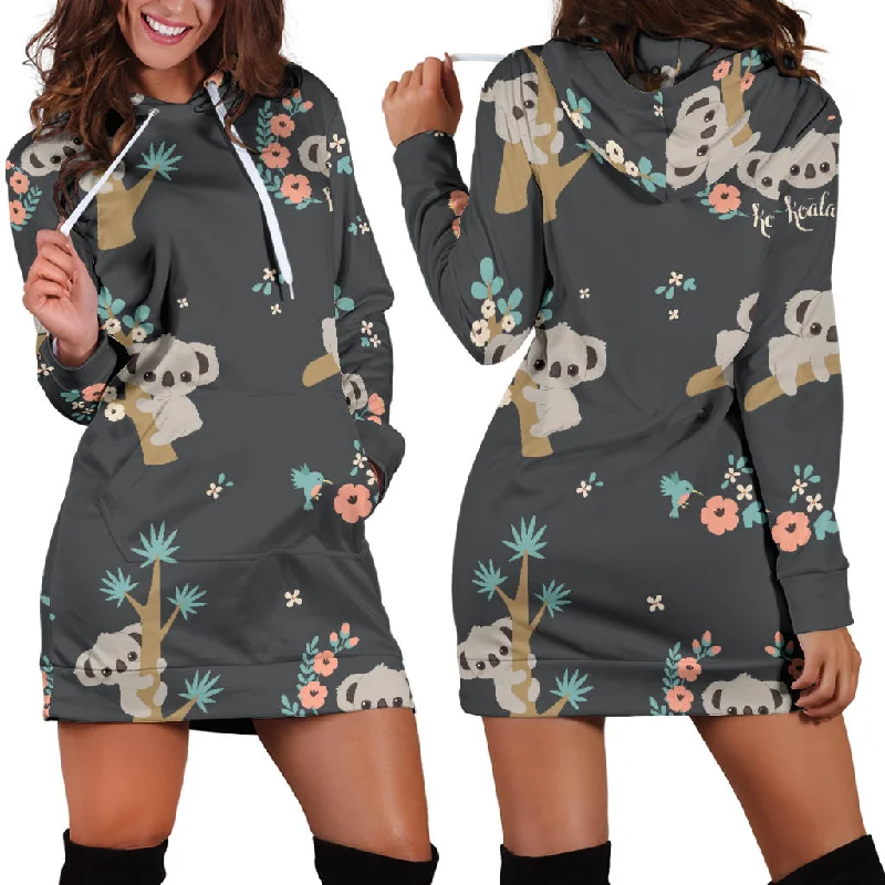 Cute Koala Pattern Women'S Hoodie Dress