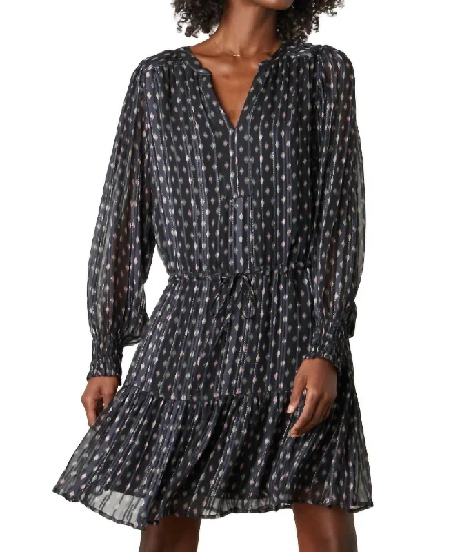Special Promotion Anastasia Printed Lurex Stripe Dress In Starlit