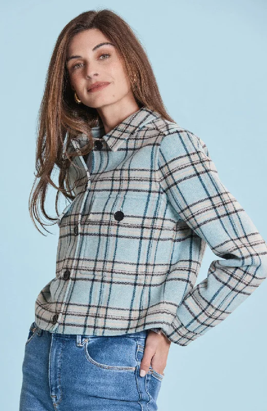 Mallary Aqua Plaid Jacket