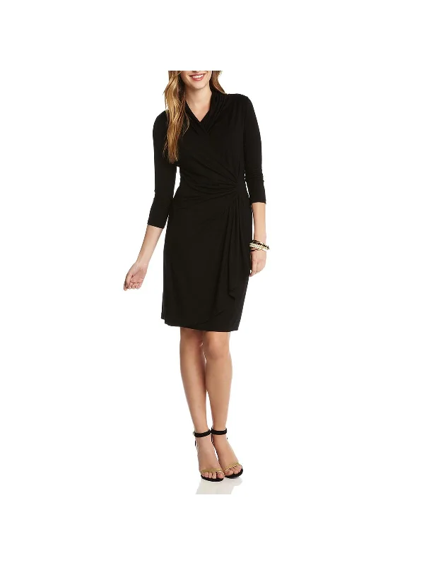 Reduced Prices Cascade Womens Faux-Wrap 3/4 Sleeve Wear to Work Dress