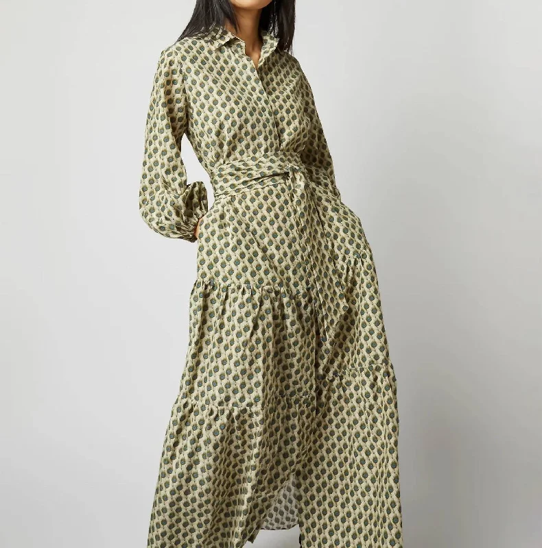 Major Savings Isla Shirtdress In Ivory Multi Peacock Feathers Habotai