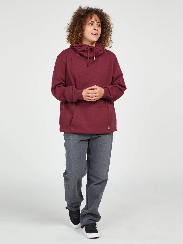 Walk It Out High Neck Hoodie - Burgundy